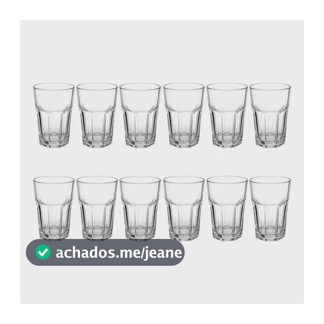 Jogo C/ 12 Copos De Vidro Grosso 340 Ml Resistente