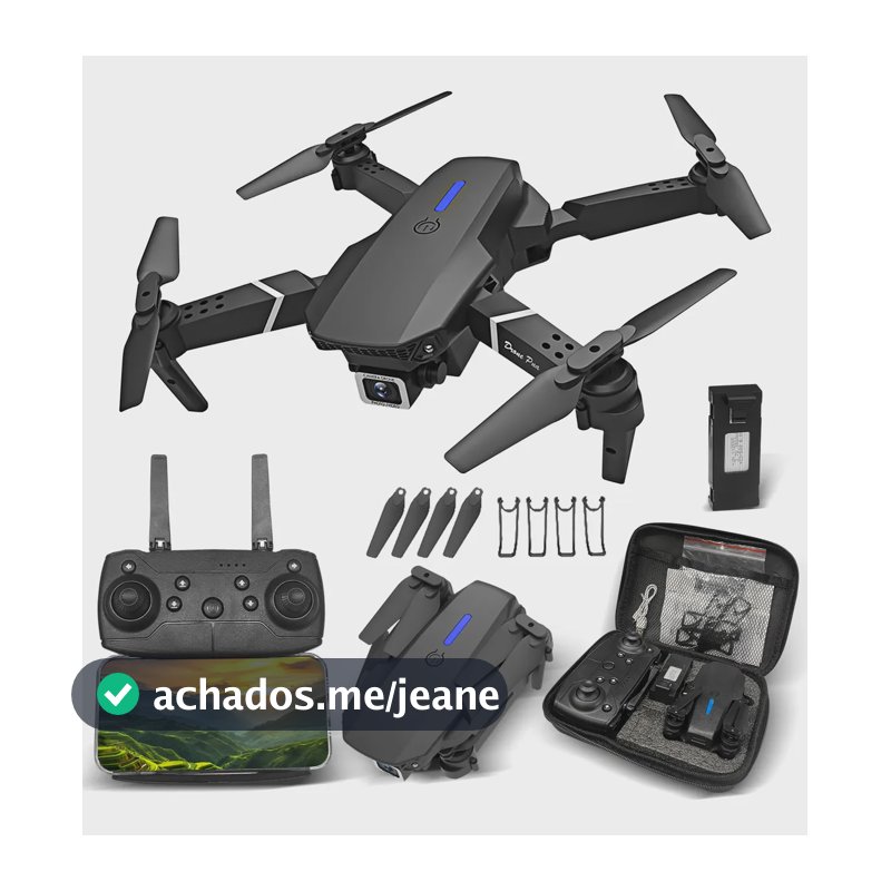 Mini Drone E88 Pro Com Câmera Hd 4k Controle Remoto Bolsa Preto