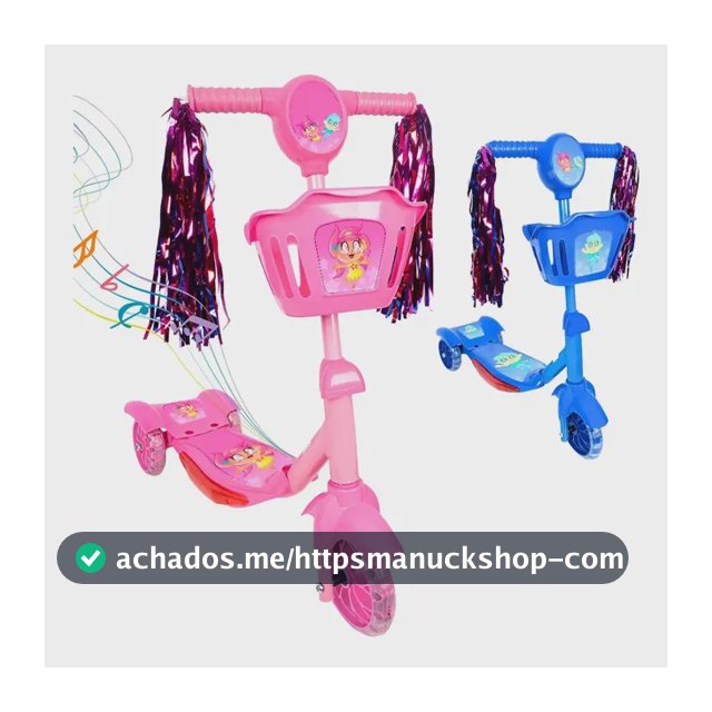 Patinete Infantil 3 Rodas Com Led Som E Cesta Menino Menina Cor Rosa