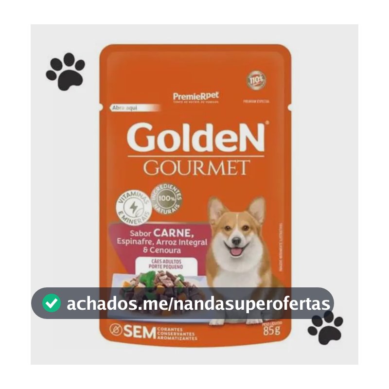 Kit Com 10 Golden Gourmet Cães Ad. Pequeno Porte Carne 85g