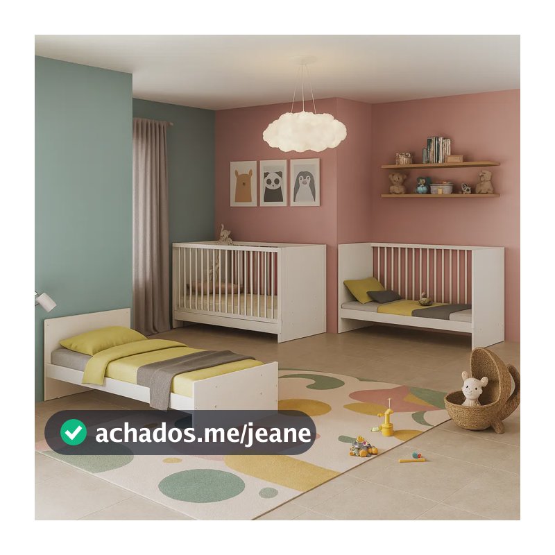 Berço 3 em 1 com Colchão Incluso Multimóveis MP0527GC Branco