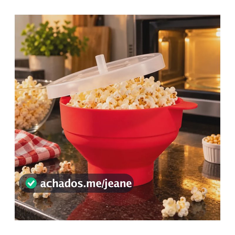 Pipoqueira De Silicone Para Micro-ondas Retrátil Vermelho
