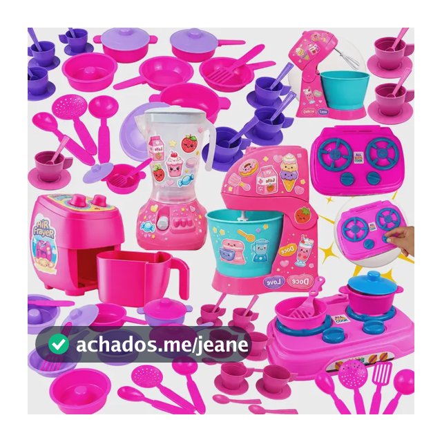 Kit Cozinha Infantil Completa 37pçs Brinquedo Air Fryer Rosa Rosa