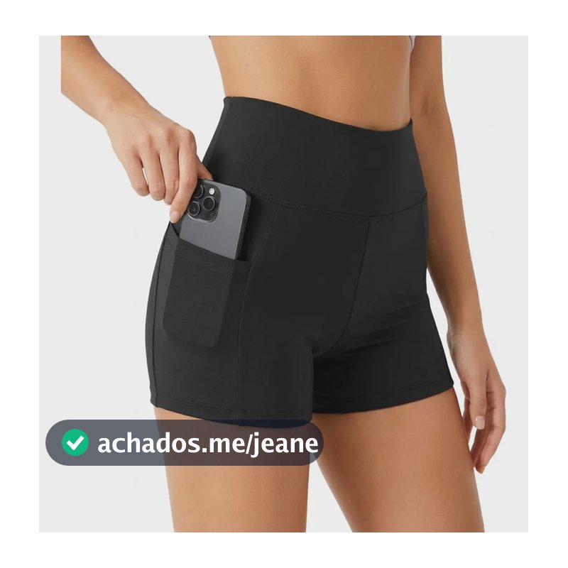 Shorts Academia Feminino Modelador Com Bolso Zero Opacidade Preto M