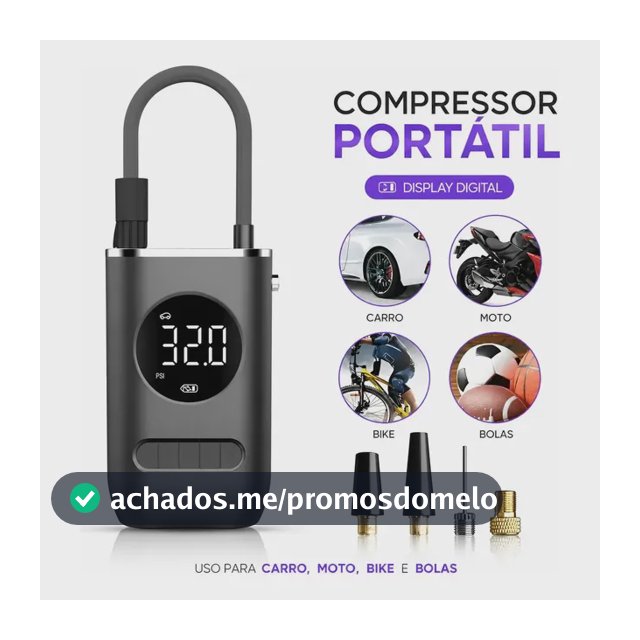 Calibrador De Ar Digital Para Pneu Portátil Compressor Usb Preto