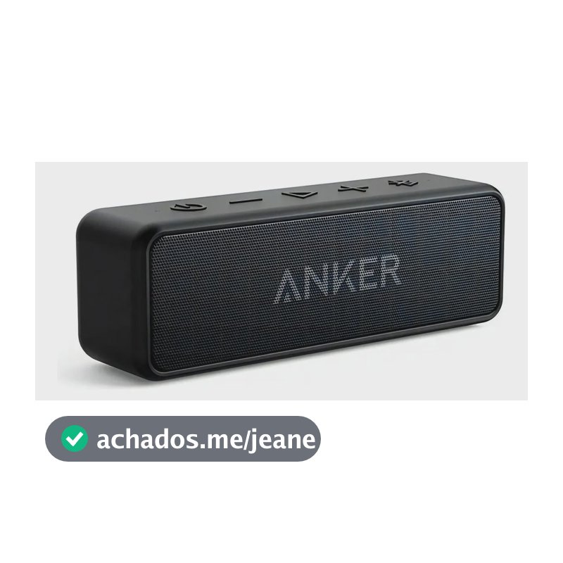 Caixa de Som Portátil Anker Soundcore 2 Bluetooth 5 IPX7 À Prova D'água 12W DSP Digital BassUp Graves Potentes 24h Bateria Estéreo Duplo Pareamento Alcance 20m Camping Praia Casa Viagem Cor Preto