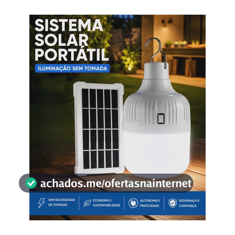 Lampião Lampada Led Com Placa Solar Recarregável Camping Usb Pesca Jardim Luminária Viagem - Black Raipe