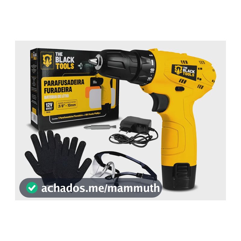 Parafusadeira Furadeira 3/8 A Bateria 12v Com Acessórios Amarelo 127/220v 50/60hz