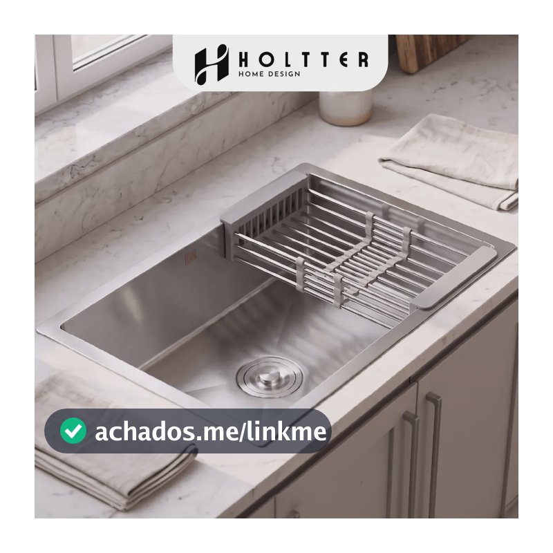 Cuba Gourmet Cozinha 60x45cm Aço Inox Escovado Com Escorredor Regulável Prateado Holtter Home Design