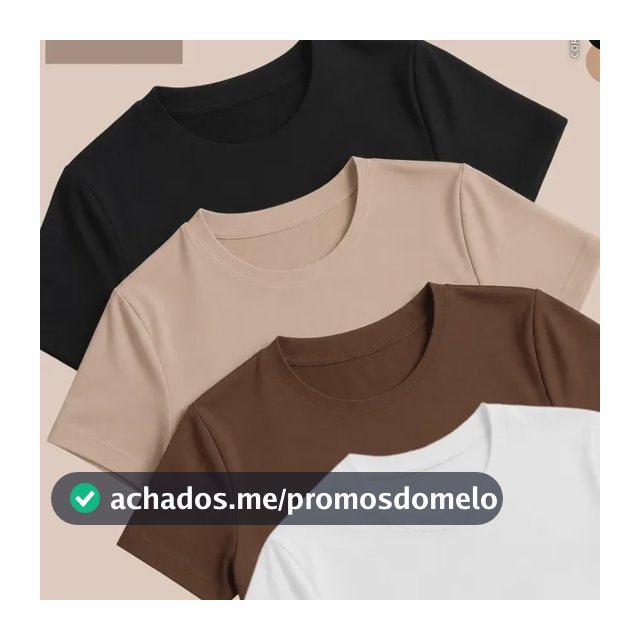 Kit 4 Blusas Feminina Suplex Estilosa T Shirt Básica Casual Preto + Branco + Marrom + Nude Liso G/gg (40-42)