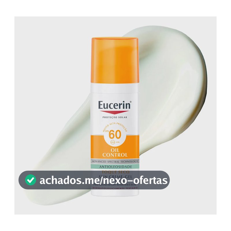 EUCERIN Protetor Solar Facial Oil Control FPS 60 50ml, Antioleosidade, Rosto, Proteção UVA, UVB e Luz Visível
