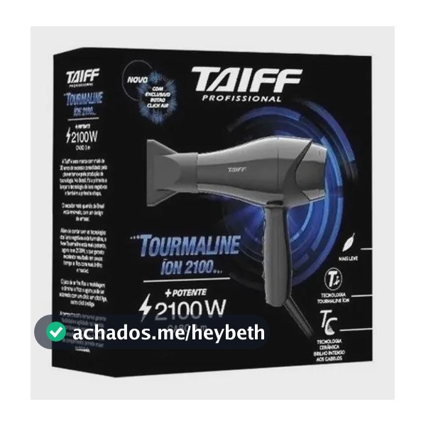 Secador Taiff Tourmaline Íon 2100W – Alta Performance Preto
