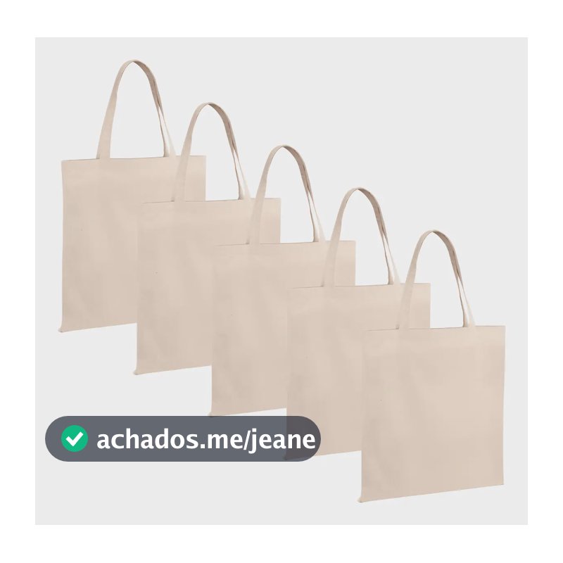 15 Sacola Ecológica Ecobag 100% Algodão Cru 30x40 Atacado Algodão Cru Liso