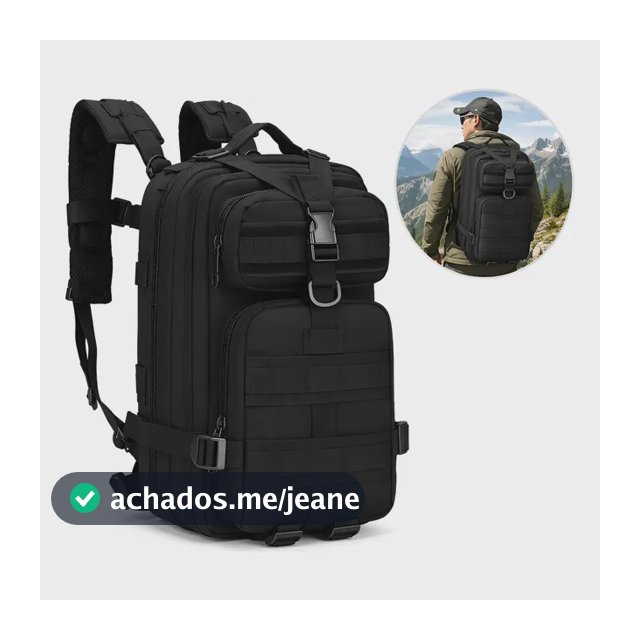 Mochila Tática Militar 30l Impermeável Reforçada Masculina Preto