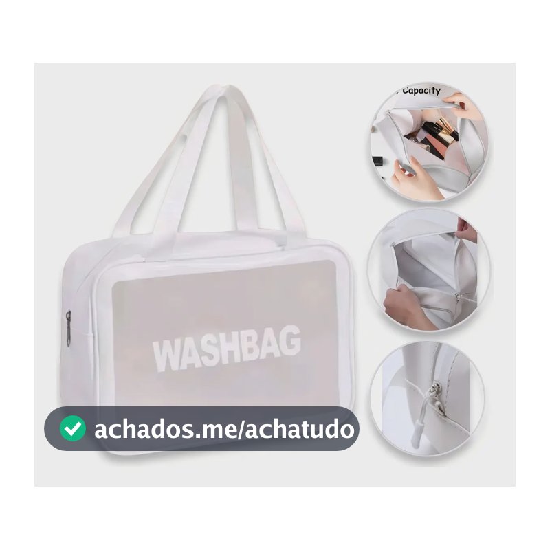 Bolsa Feminina Transparente Necessaire Maquiagem Grande Cor Branco