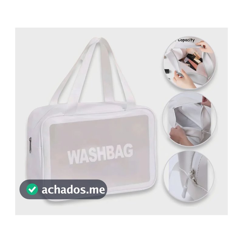 Bolsa Feminina Transparente Necessaire Maquiagem Grande Cor Branco