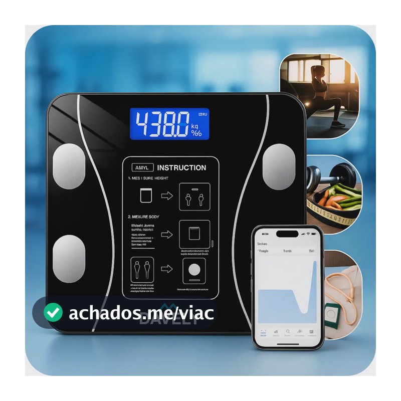 Balança Digital Bioimpedância Bluetooth Corporal Aparelho Alta Capacidade Balança De Banheiro Academia App Para Android E Para Ios Cor Preto Marca Davely