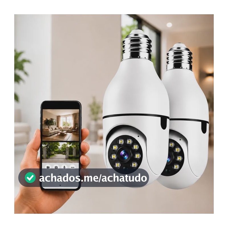 Kit 2 Câmeras Lâmpada Wifi Segurança Visão Noturna Yoosee Branco