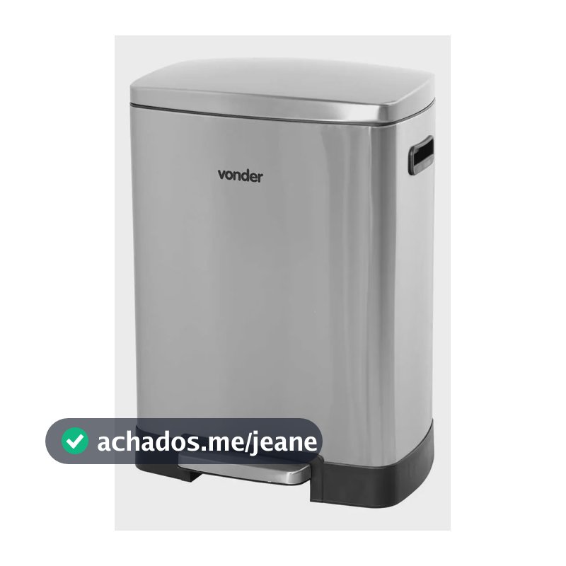 Lixeira Com Pedal Vonder 50l Inox Prática Durável Higiênica Cinza