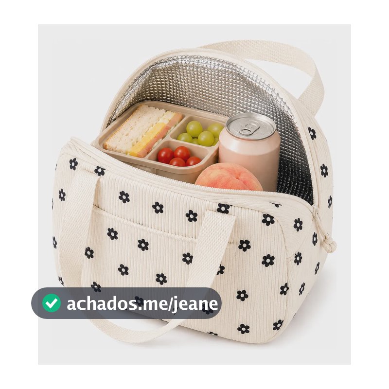 Lancheira Bolsa Isotérmica Marmita Escolar Pra Trabalho 6,5l Flor Preta