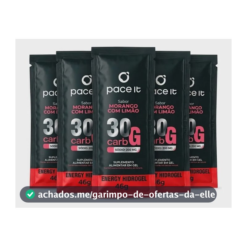 Hidrogel Energetico Pace It Carboidrato (05 Sachês) Sabores Morango Com Limão