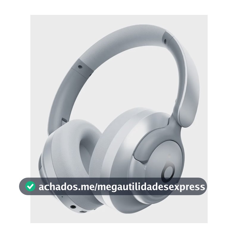 Fone de Ouvido Basike Bluetooth com ANC e Microfone, Over-Ear para Viagem, 30 Horas de Bateria - Azul Prateado