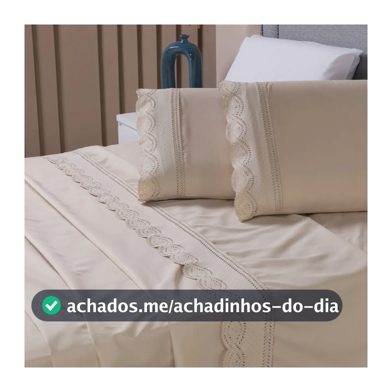 Jogo Lençol King 400 Fios Bordado 3pç Super King Micropercal Avelã
