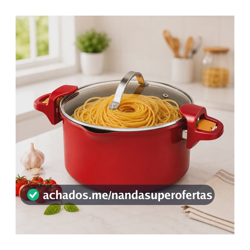 Panela Espagueteira Macarrão Maxchef Antiaderente 3 Litros Vermelho