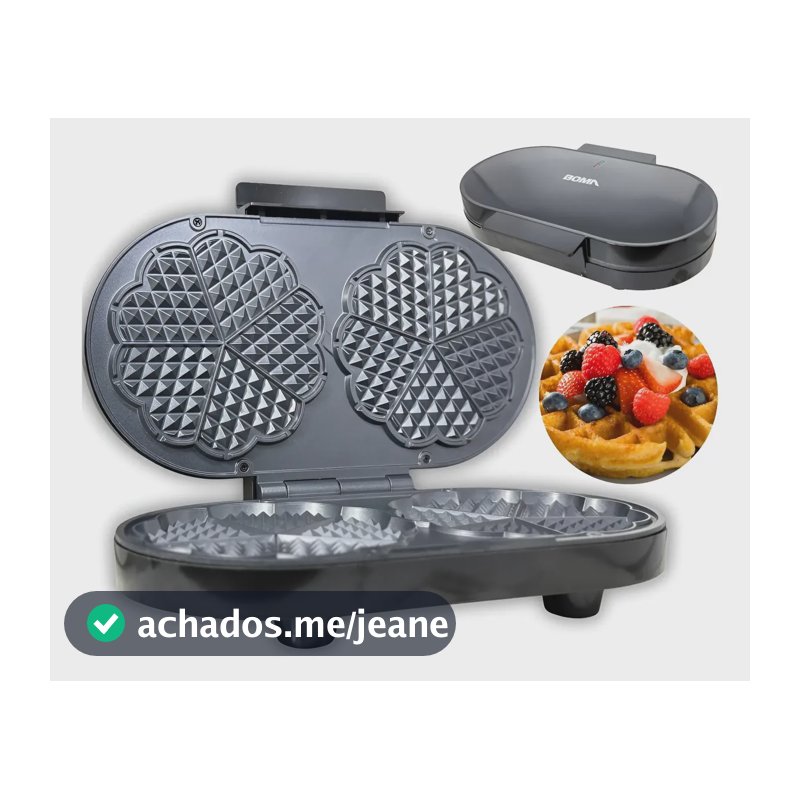 Máquina Waffeira Faz 2 Corações Grandes Por Vez- 1200w Cor Preto