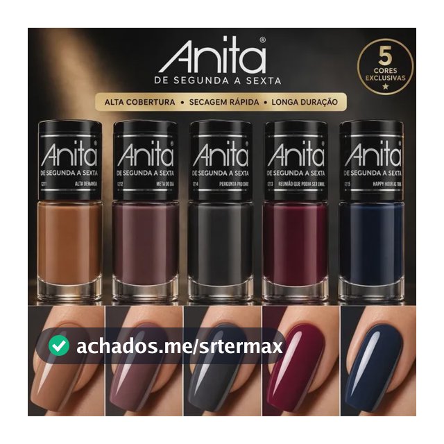 Kit 5 Esmalte Anita Nova Coleção De Segunda A Sexta Marrom Azul Nude Cinza