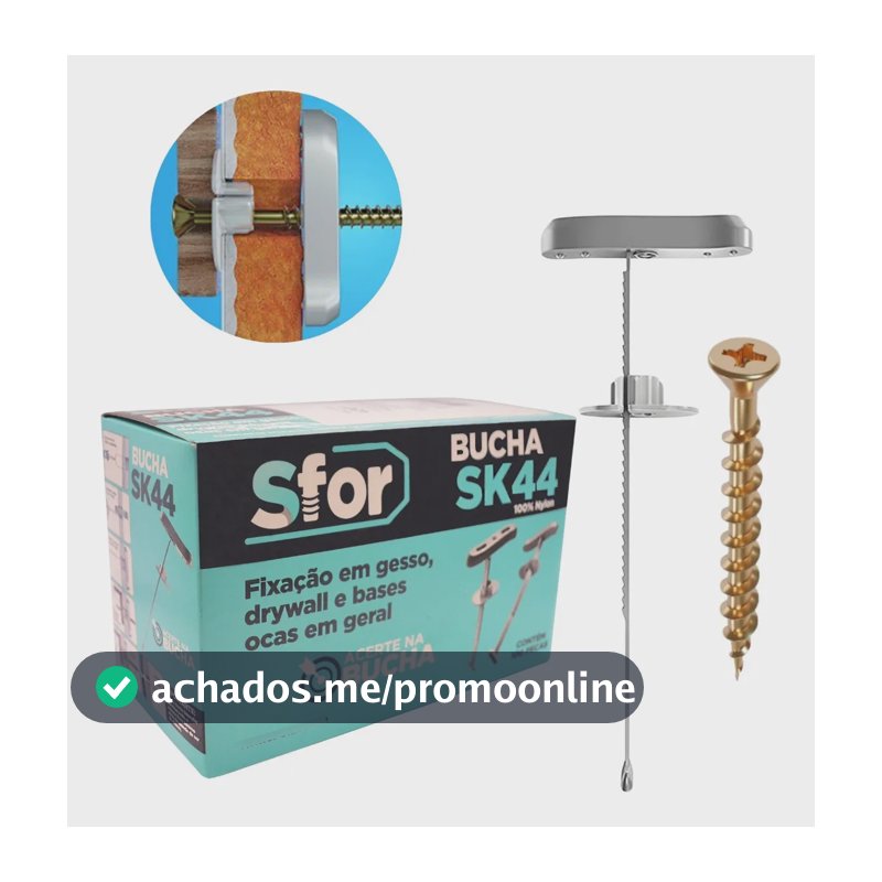 Kit Bucha Nylon Sk44 Parafuso Gesso Drywall Bloco 100pc Sfor