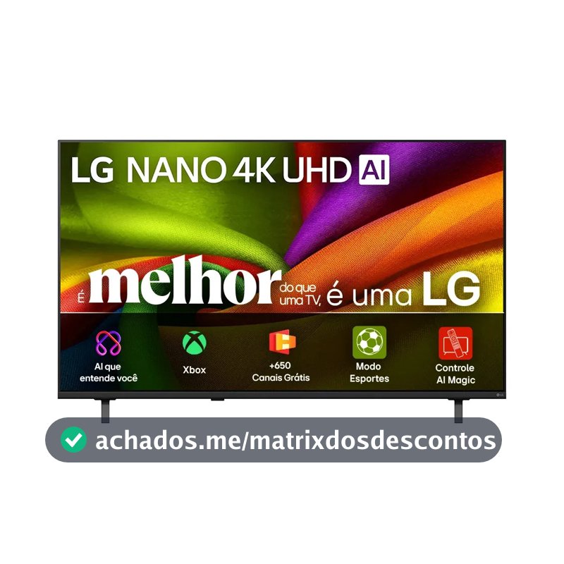 Smart TV 4K 85" LG NANO UHD AI NU855 2026 Processador α7 Ger9 HDR10 Xbox Bluetooth Wi-Fi AI Search Google Gemini webOS 26 - 85NU855BPSA
