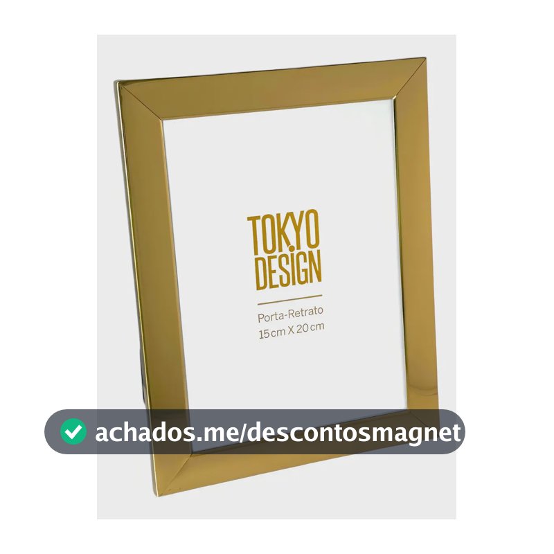 Porta-Retrato Dourado Aço Inox 15x20 cm Vertical Individual Vidro
