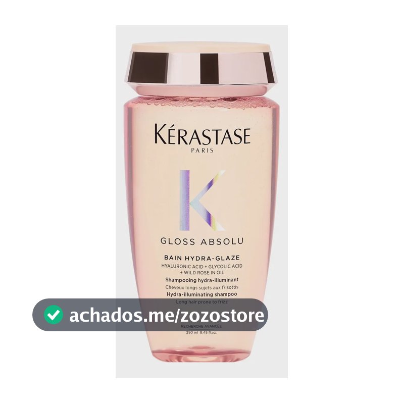 Kérastase, Bain Shampoo, Gloss Absolu, Hydra Glaze, Ação Anti-frizz com Ácido Hialurônico, Ácido Glicólico e Óleo De Rosa Silvestre, Potencializa o Brilho 250ml