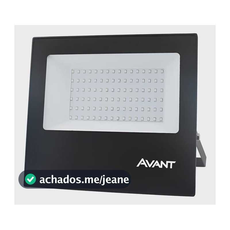 Refletor Slim Led 100w Ip66 Branco Frio 6500k Avant Carcaça Preto Luz Branco-frio