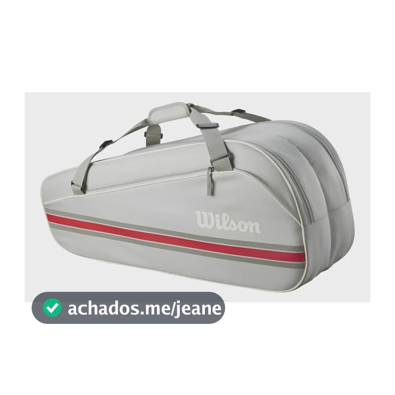 Bolsa de raquete de tênis Wilson Team 6 unidades cinza e vermelha