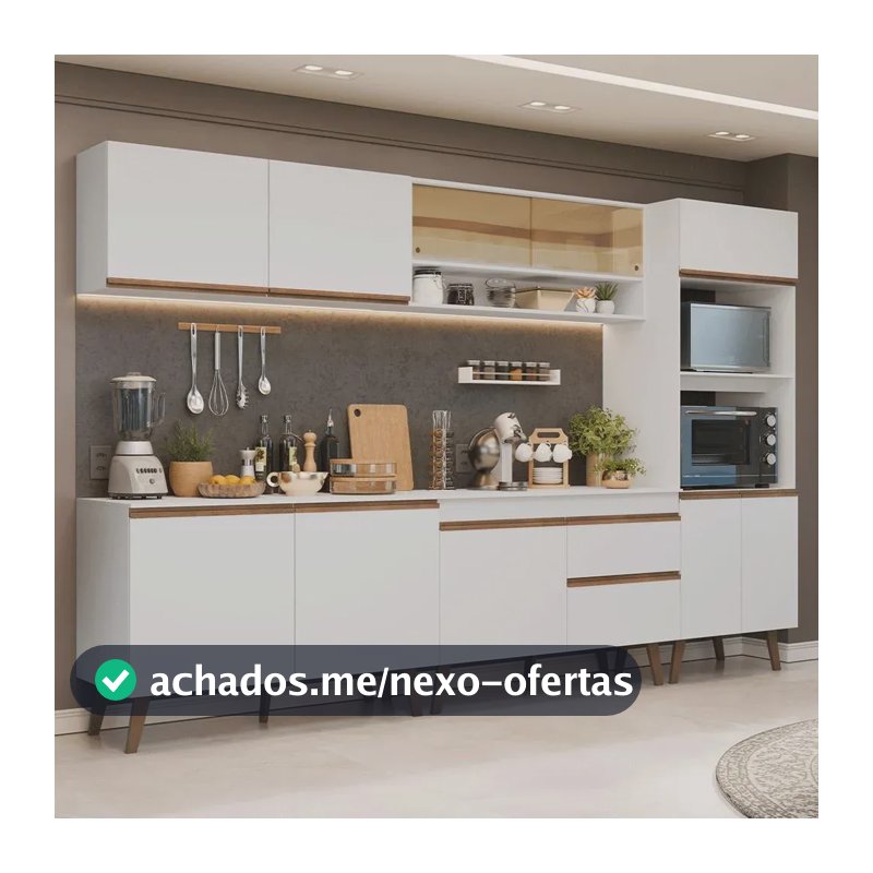 Armário De Cozinha Completa 310 Cm Pieta Madesa 02 Branco