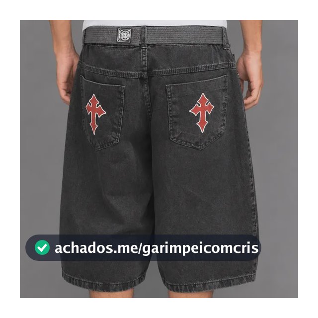 Bermuda Baggy Cinza Cruz Vermelha Marmorizado Balao Jort Sow Grafite Cruz Vermeha 48