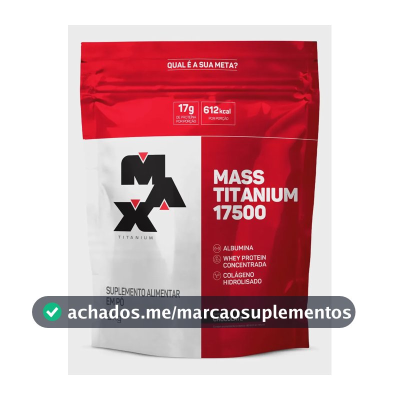 Suplemento em pó Max Titanium Mass Titanium Refil 17500 Carboidratos sabor Chocolate x 3kg