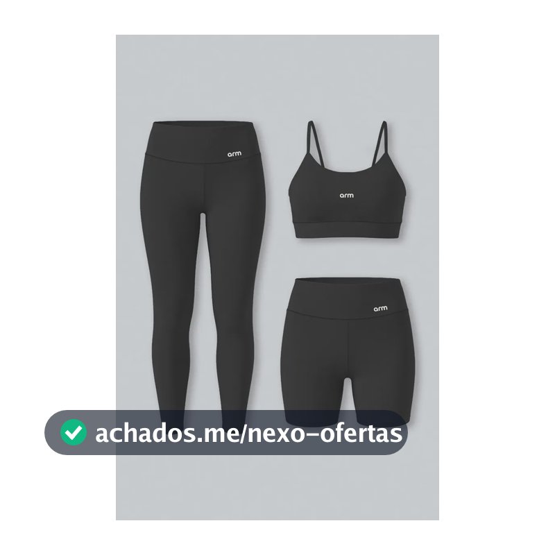 Kit Fitness Feminino Arm 3 Peças Top Legging E Short Preto Lisa Legging E Short M/ Top M