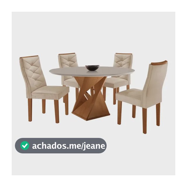 Yescasa conjunto mesa redonda com 4 cadeiras tampo mdf cinamomo/off white/suede pena