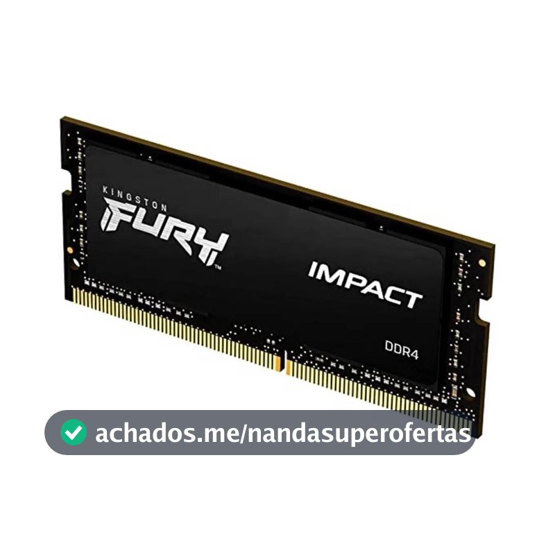 Memória RAM Para Notebook DDR4 8gb 3200Mhz CL20 Kingston Fury Impact KF432S20IB/8 Gamer Sodimm Preto