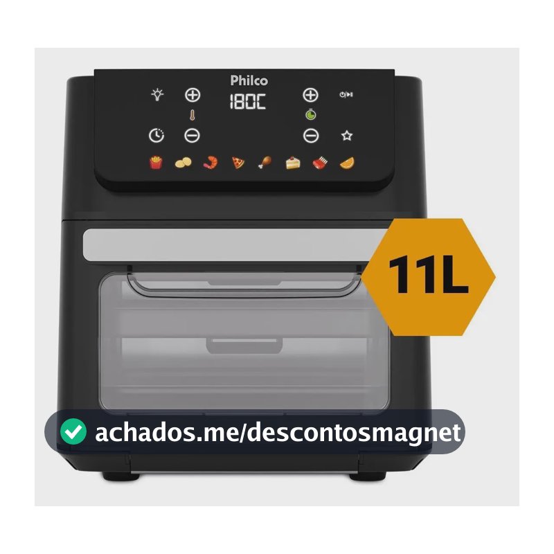 Fritadeira Air Fryer Oven 11 Litros 1800w 8 Funções Philco PAF11B