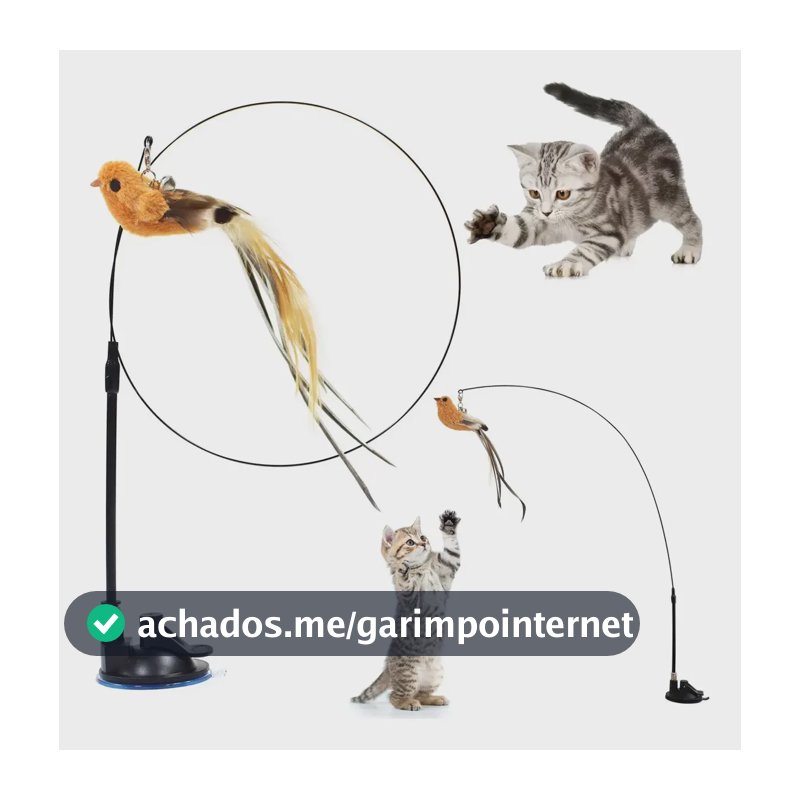 Brinquedo Interativo Gato Varinha Ventosa Fixa Chao Parede Marrom