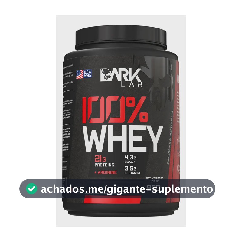100% Whey Protein 900g Sabores - Dark Lab Sabor Morango