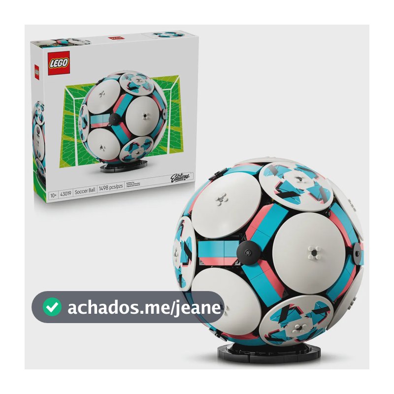 LEGO Editions Bola de Futebol 43019; brinquedo colecionável quase em tamanho real da bola tamanho 5 igual às de partidas oficiais; presente para fãs de futebol; 10+