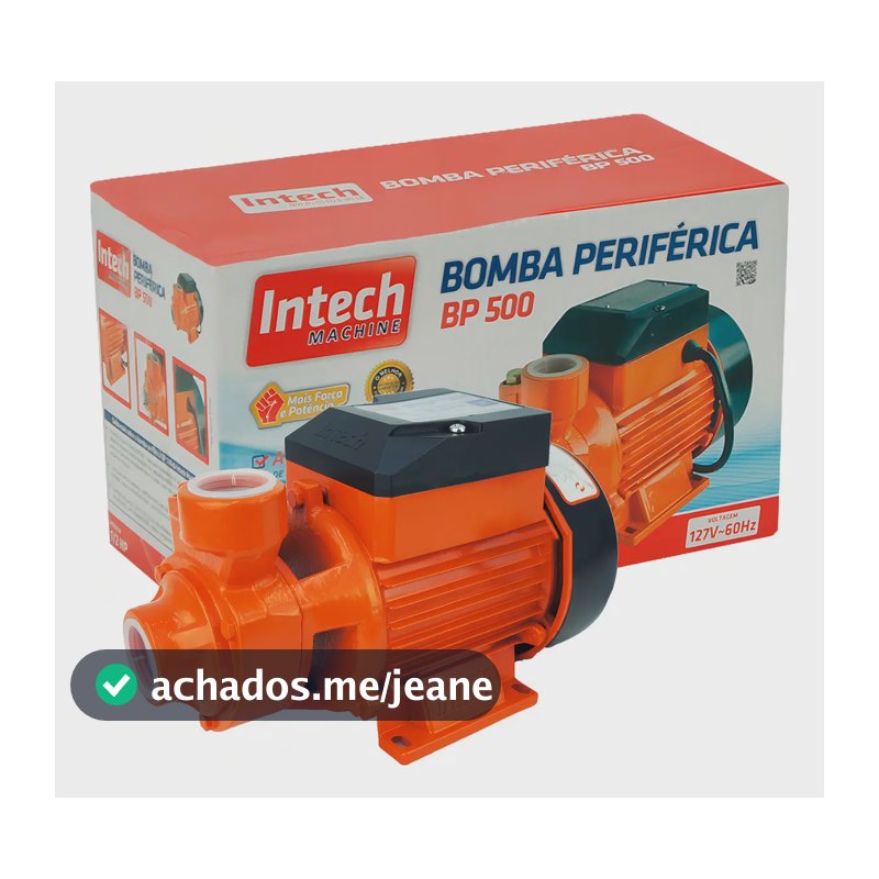 Bomba D´água Periférica 1/2 Hp Bp500 Intech Machine Cor Laranja Frequência 60 Hz