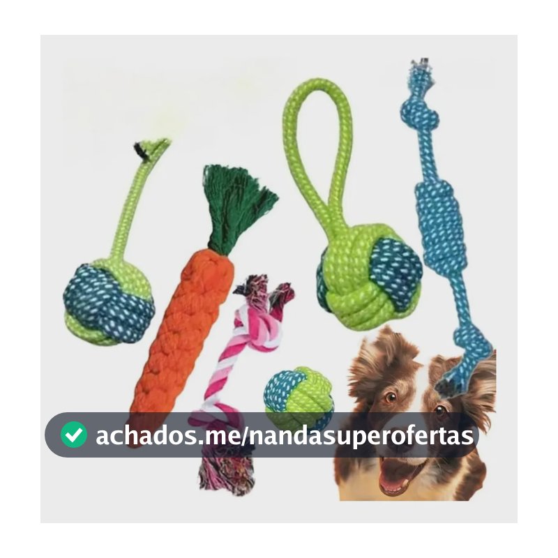 Kit 6 Brinquedos Mordedor Cachorro Filhote Anti Estress Pet