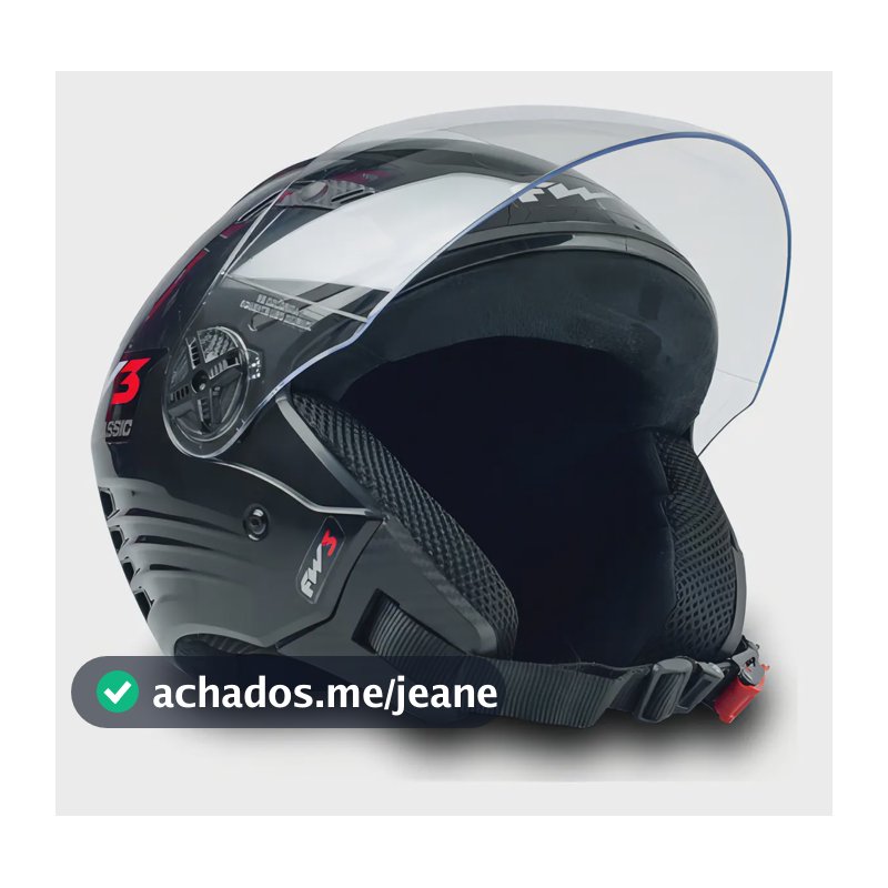 Capacete Fw3 Para Moto X Open Esportivo Preto Tamanho 58