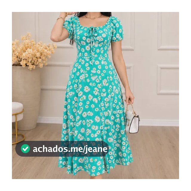 Vestido Rodado Crepinho Max Midi Com Fenda Moda Evangélica